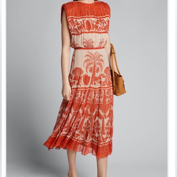 JOHANNA ORTIZ The cordillera print MIDI PRINT CREPÉ MIDI DRESS brand new/No tags - Picture 2 of 16